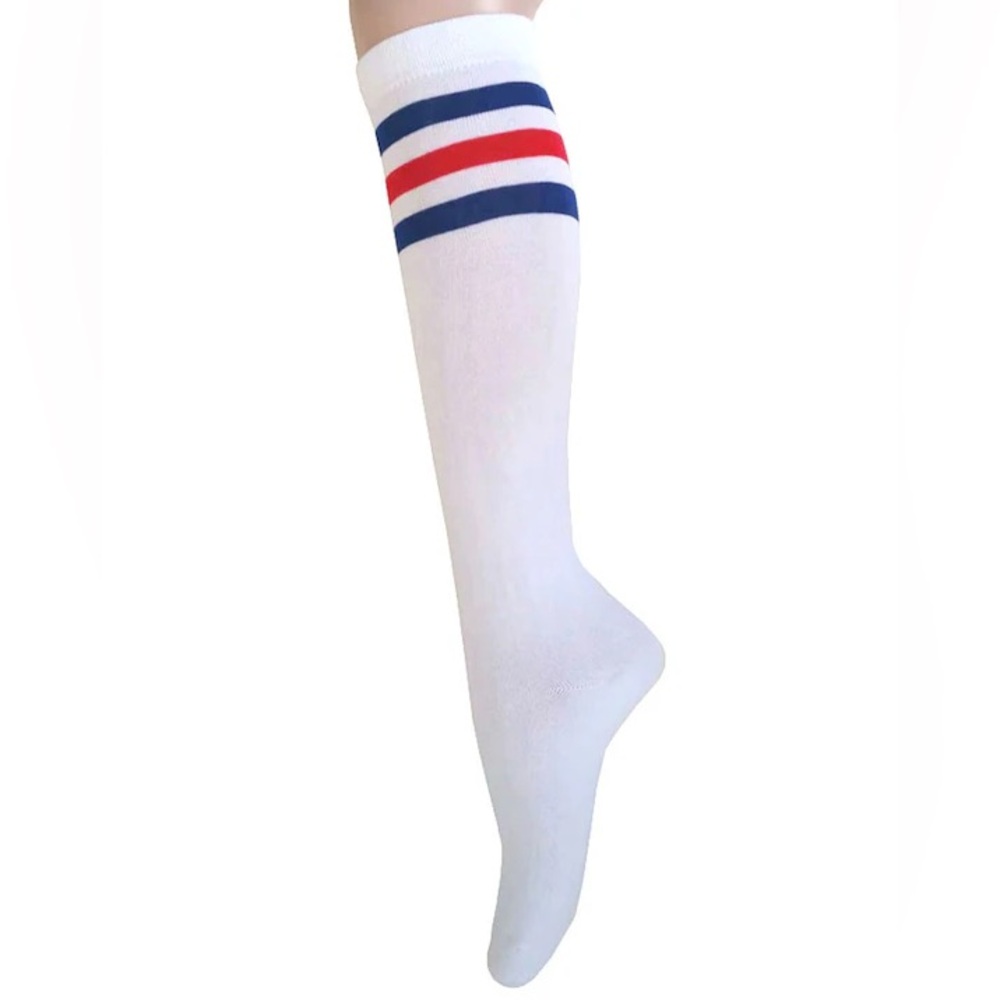 Blue/Red Striped High Socks